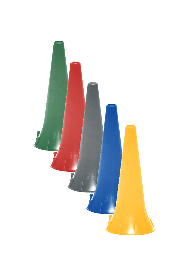 Einmal-Ohrtips 4,0 mm in 5 Farben, grau, blau, rot, grün, gelb, für Erwachsene - 50 Stück