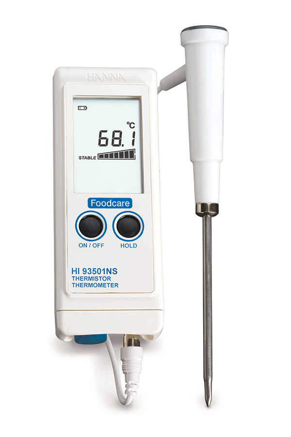 Wasserdichtes Thermistor-Thermometer, inkl. Sonde HI 762PWL, 1 m Kabel, Batterien	 