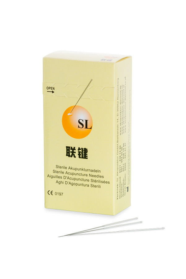 SL - Akupunkturnadeln mit Silbergriff ohne Führrohr, ø 0,20 - 0,30 x 13 - 50 mm - 100 Stück